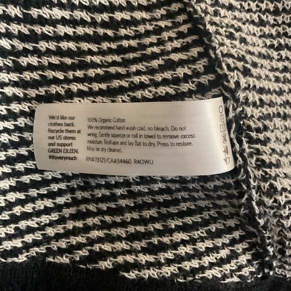 Eileen Fisher Black White Open Front Cardigan M - Picture 6 of 7